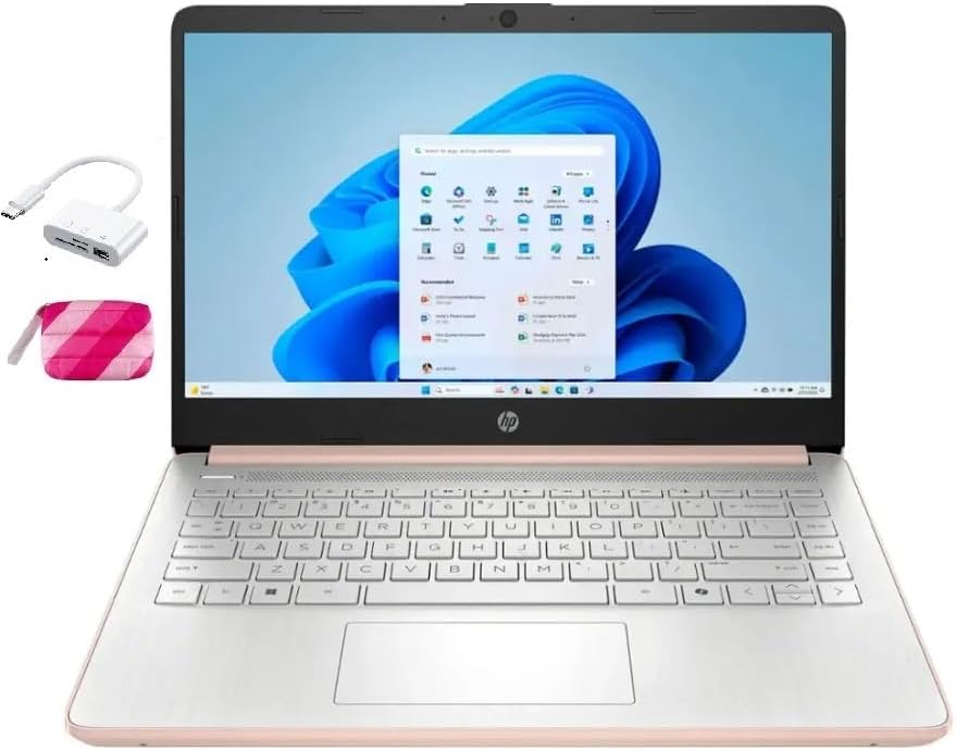HP 2025 Student Laptop, Intel Processor N150(up to 3.6 GHz), 14 Inch LED Screen,8G RAM, 256GB Storange (128GB UFS+128GB MSD),1 Year Office 365, Windows 11 Home,w/YYY Accessories,Rose Gold