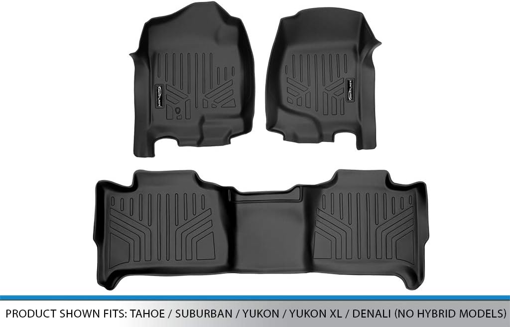 SMARTLINER Floor Mats 2 Row Liner Set for 2007-2014 Chevrolet Suburban
