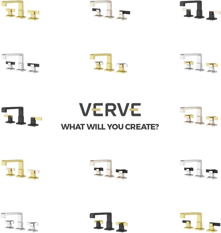 Pfister, LG49-VRV2BG, Verve 1.2 GPM Widespread Bathroom Faucet with Pop-Up Drain Assembly and Push & Seal and UltraSeal Technologies - Less Handles, Brushed Gold