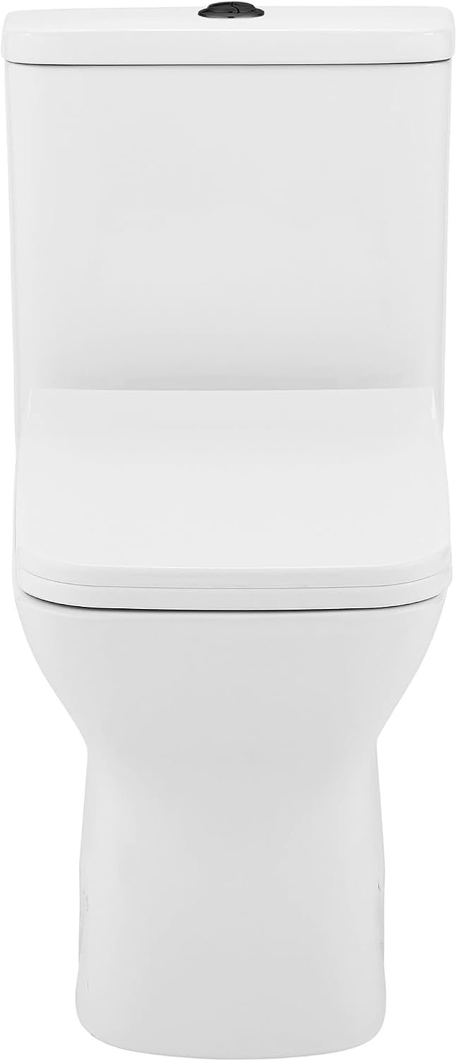 Carre One Piece Square Toilet Dual Flush, Black Hardware