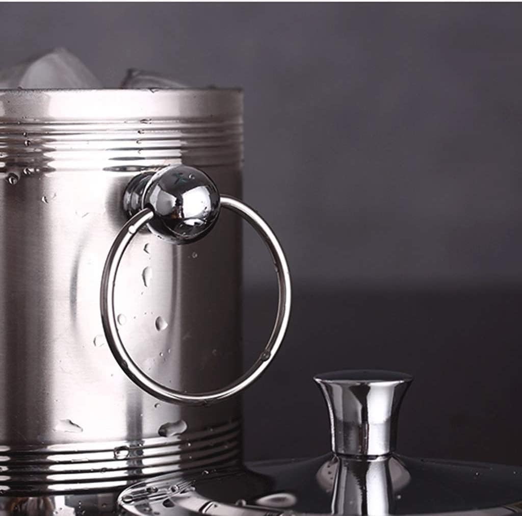 BTZHY Ice Bucket,Candy Double Walled Stainless Steel with Ice Tongs, Scoop, Lid, and Exclusive Handmade Nylon