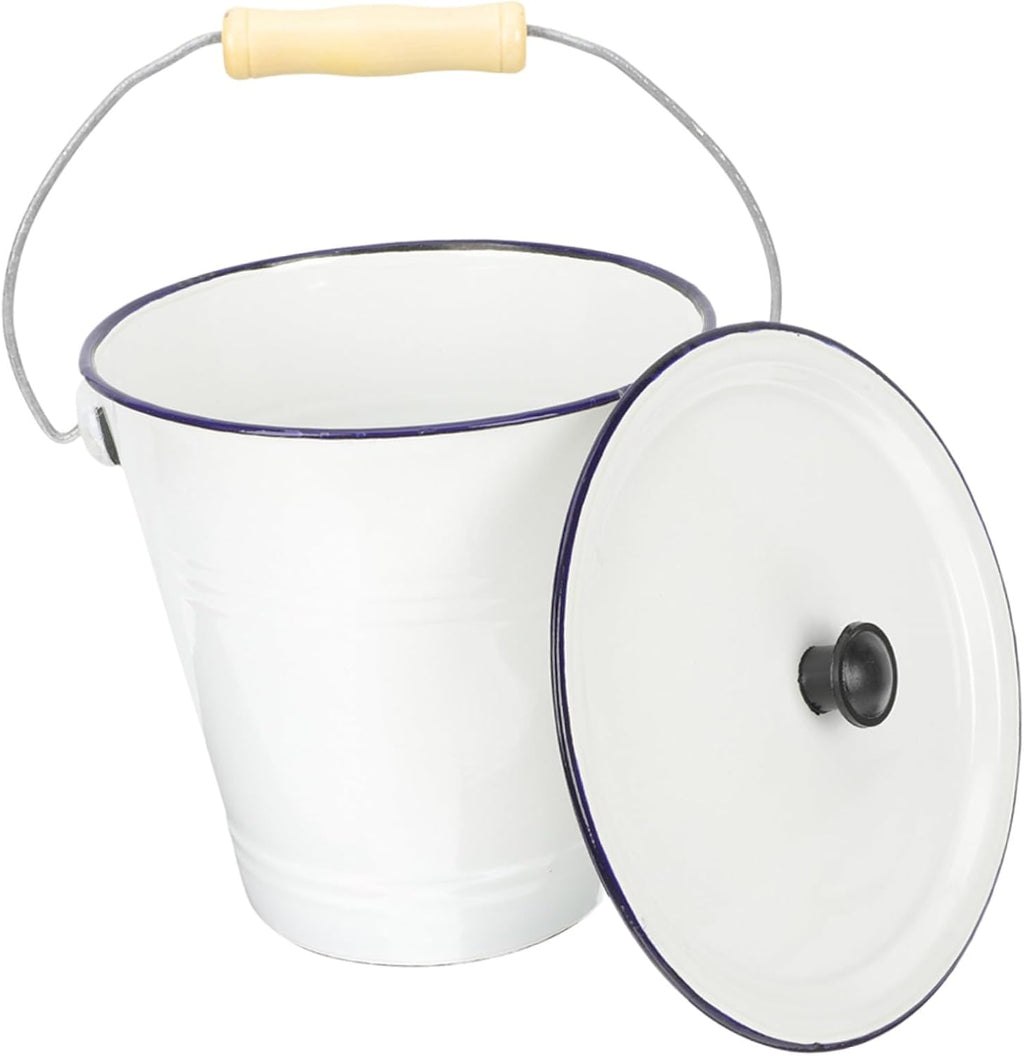 Luxshiny Enamel Milk Bucket Lid Multiuse Utility Pail for Liquid Storage Thickened Container for Milk Water and More for Household and Party Use Capacity