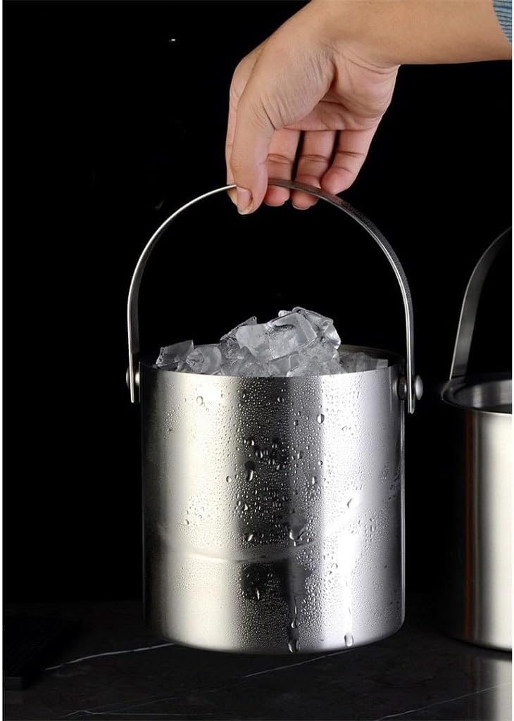JSEIAJB Stainless Steel Ice Bucket Champagne Bucket Red Wine Chilled Beer Bucket KTV Bar Utensils Ice Wine Bucket