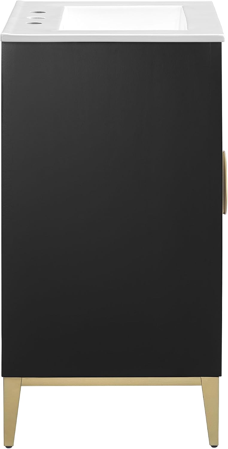 Modway Beau 24 Inch Wood Bathroom Vanity Cabinet in White Black