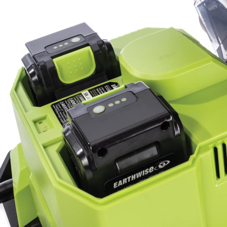 Earthwise Power Tools by ALM TC722011 11-Inch 2x20-Volt Lithium-Ion Cordless Electric Garden Tiller Cultivator, 2x20 Volt 4Ah Battery and Charger Included, Green