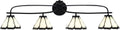 Toltec Lighting Cavella 4-Light Bath Bar – Modern Vanity Light Fixture for Bathroom – Dimmable and LED-Compatible Wall Light – Matte Black Finish, 7' Pearl & Black Flair Art Glass