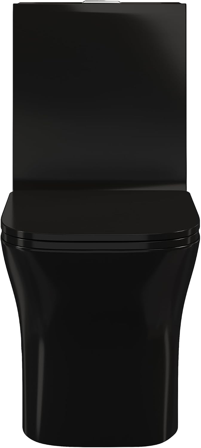 Concorde One Piece Square Toilet Dual Flush in Glossy Black 1.1/1.6 gpf