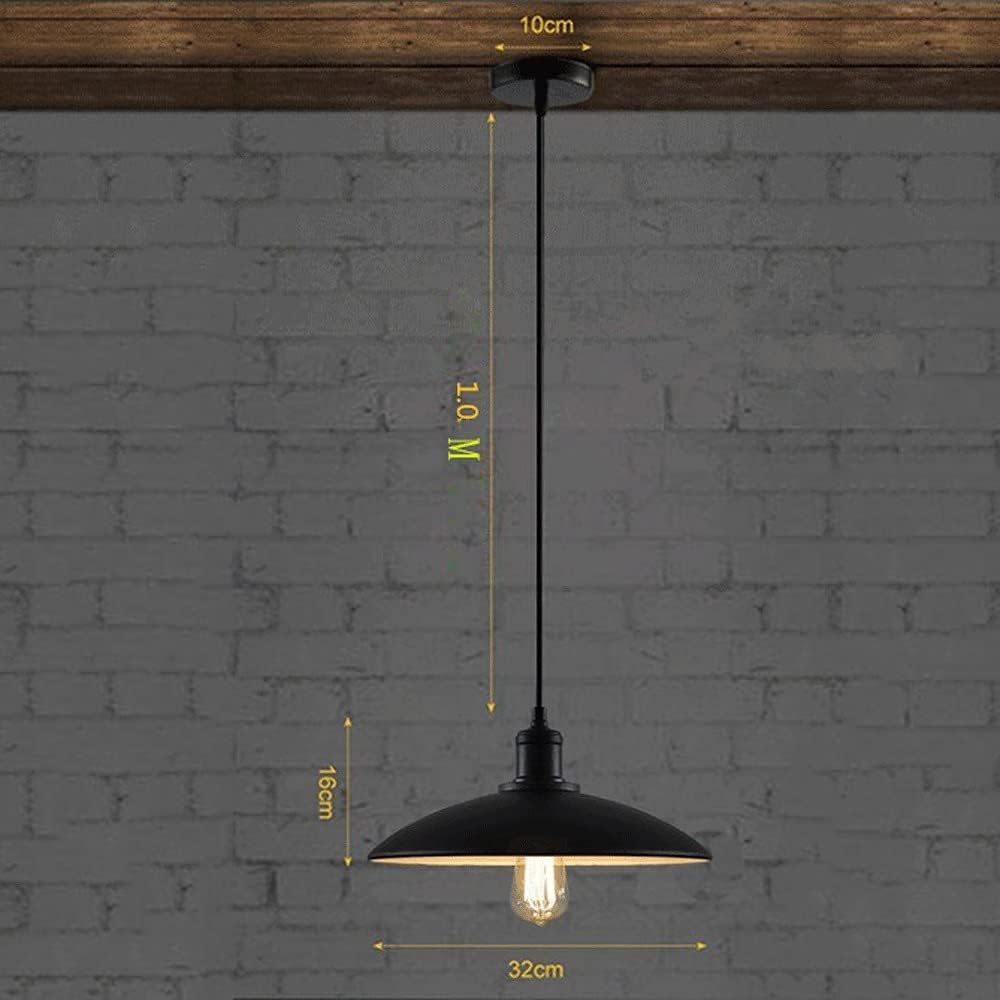 Retro Pendant Light, Black Metal Lamp Body + Frisbee Shape Wrought Iron Lampshade Hanging Lights, E27 Lighting Fixtures for Farmhouse, Dining Room, Bathroom