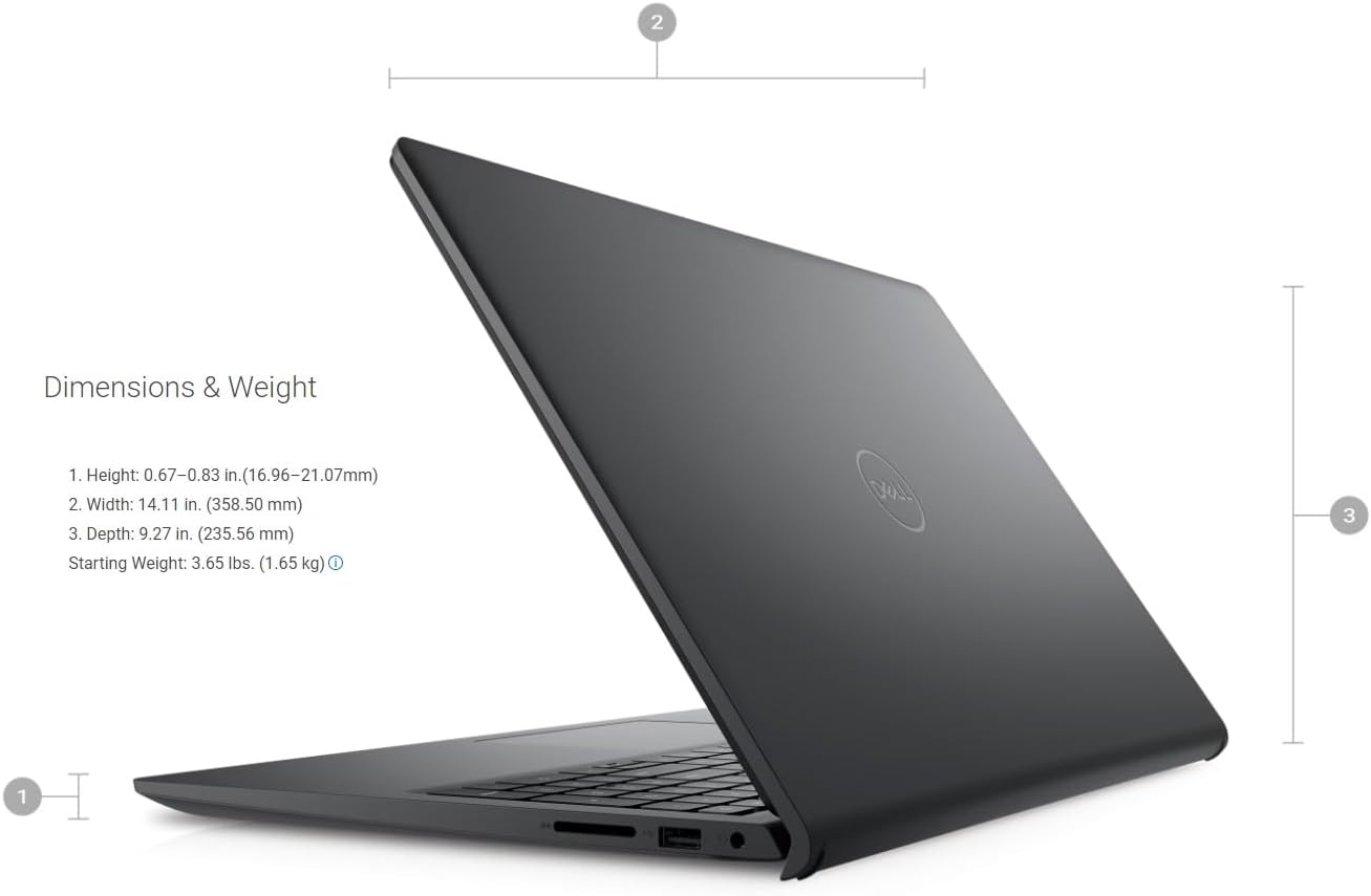 DELL 2023 Inspiron 15 3000 Business Laptop, 15.6' FHD Display, 12th Gen Intel Core i7-1255U,Windows 11 Pro, 16GB DDR4 RAM, 512GB SSD, WiFi 6, Long Battery Life