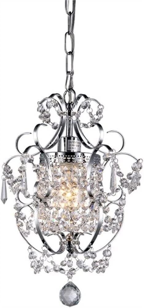 Modern Crystal Chandelier Rustic Vintage Wrought Iron K9 Raindrop Pendant Light Adjustable Chain Ceiling Hanging Lighting Fixture for Entry Hallway Cloakroom Restaurant Bathroom Foy T-256(Silver)