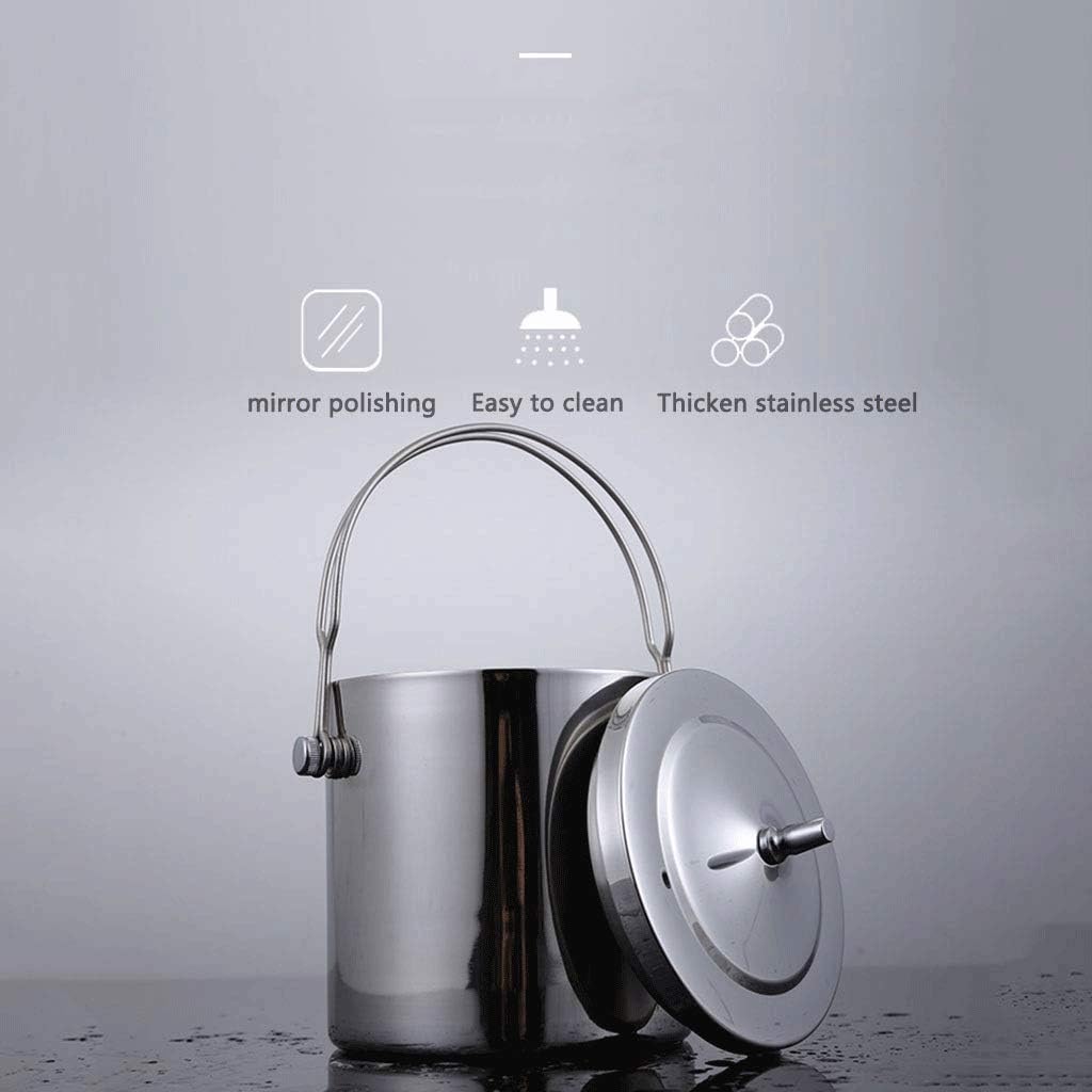 ice bucket, Ice Bucket Thick Double Stainless Steel Ice Bucket With Lid Red Wine Bar Appliance Insulation Cold Champagne Bucket Refrigerated Bucket (Size : 12x17cm)