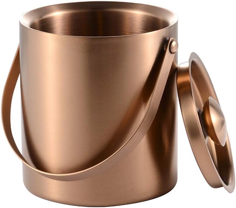 Ice Bucket Insulated Stainless Steel Double Wall Ice Bucket with Lid with Stainless Steel Ice Tong Much Bigger Capacity Wine Cooler -2L