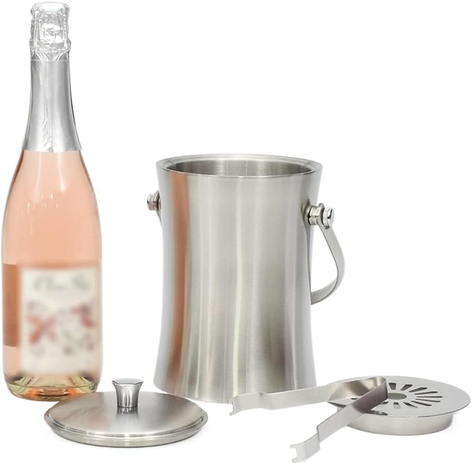 Ice Bucket Ice Bucket for Freezer Stainless Steel Double-layer Ice Bucket portable Bar Party Red Wine Beer Bucket Cold Ice Bucket Large-capacity Ice Bucket Ice Buckets Party Cooler Drink Cooler(S22.5c