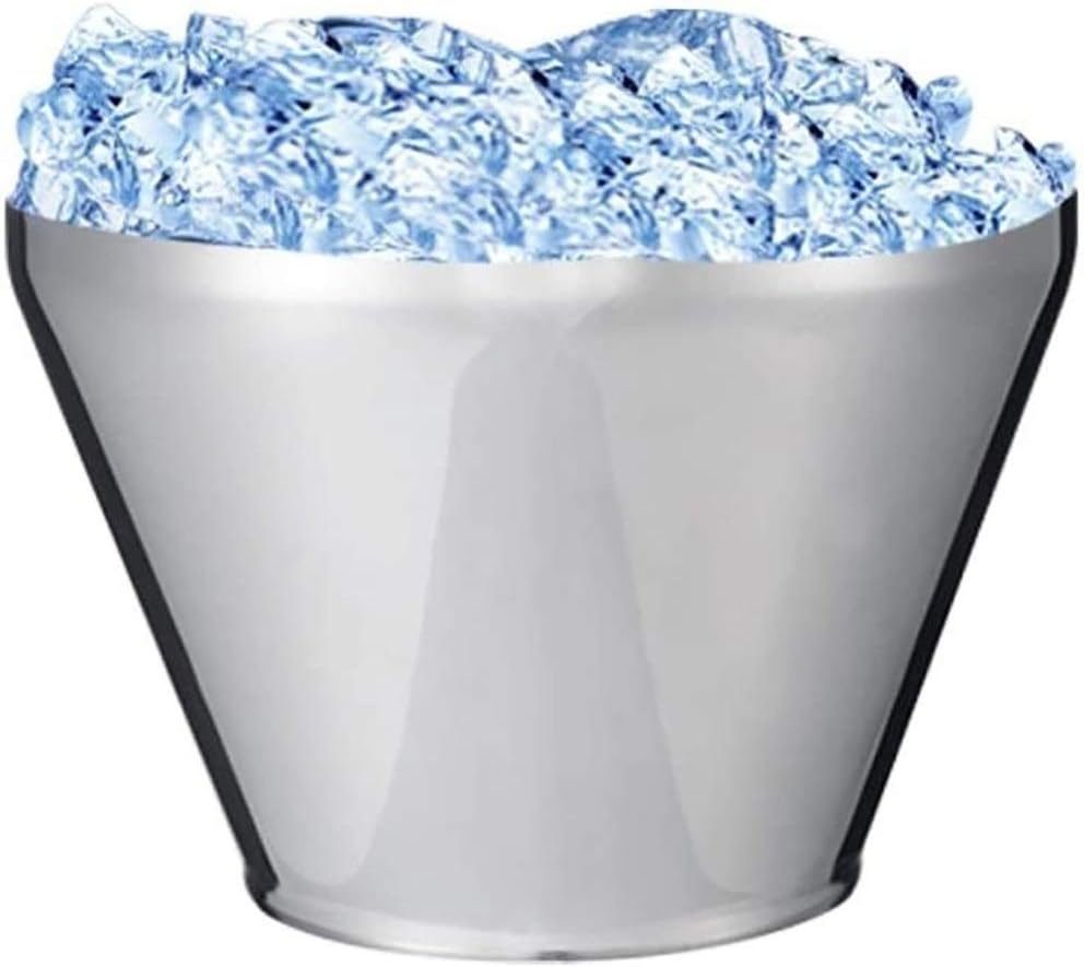 Double Wall Insulated Stainless Steel Ice Stainless Steel Double Ice Bucket Without Lid Champagne Bucket Red Beer Bar KTV Ice Cube Cooler Bucket Bucket with Lid and Tongs