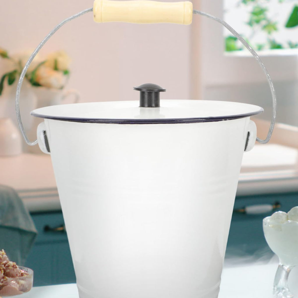Luxshiny Enamel Milk Bucket Lid Multiuse Utility Pail for Liquid Storage Thickened Container for Milk Water and More for Household and Party Use Capacity