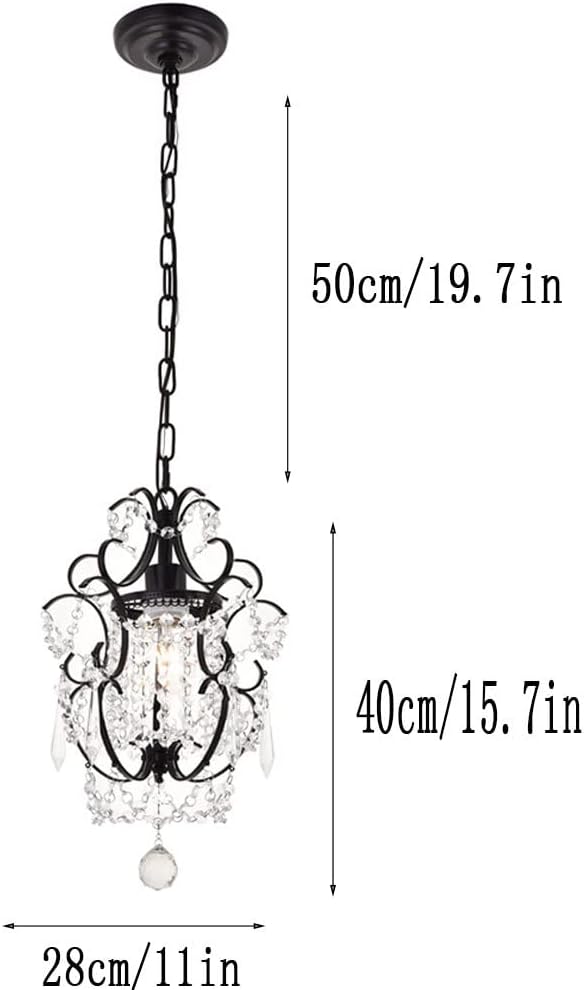 KISAD Rustic Vintage Crystal Chandelier Wrought Iron K9 Raindrop Pendant Light Adjustable Chain Ceiling Hanging Lighting Fixture for Entry Hallway Cloakroom Restaurant Bathroom Foyer (Color : Gold)