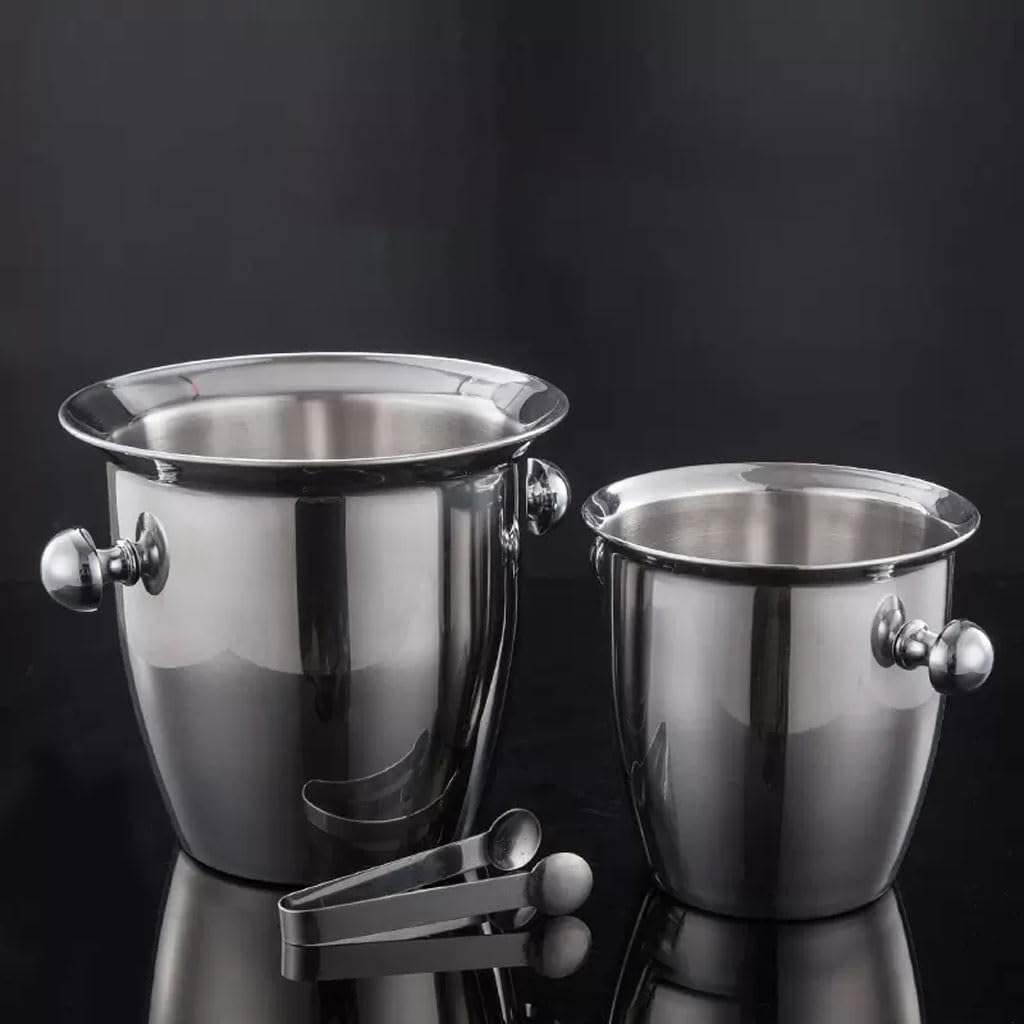 Ice Bucket Ice Bucket for Freezer 304 Stainless Steel Champagne Bucket Thickened Ice Bucket Ice Grain Ice Cube Bucket Iced Red Wine Barrel Bar with Handle Ice Bucket Ice Buckets Party Cooler Drink Coo