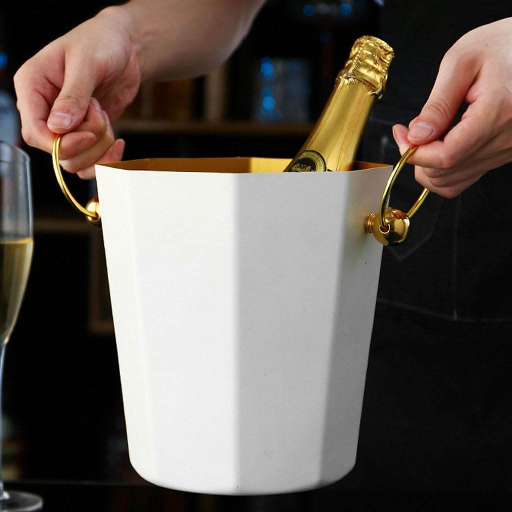 Ice Bucket Ice Bucket for Freezer Metal Portable Ice Bucket Champagne Bucket Bar Ktv Ice Bucket Home Beer Red Wine Bucket Ice Buckets Party Cooler Drink Cooler(A)