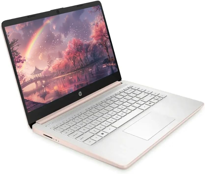 HP 14' Business Laptop Computer with Microsoft Office 365, 4-Core Intel Processor, 128GB SSD, Windows 11 (Pale Rose Gold, 4GB RAM)