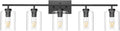 Aipsun 5 Lights Black Vanity Lights Fixtures Over Mirror with Clear Glass Shades Industrial Wall Light Fixture for Bathroom(Exclude Bulb)