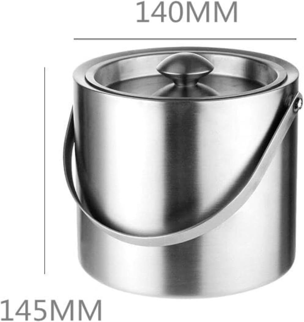 Stainless Steel Ice Bucket with Cold Insulation and Lid KTV Bar Red Wine and Beer Chilled Bucket,2L