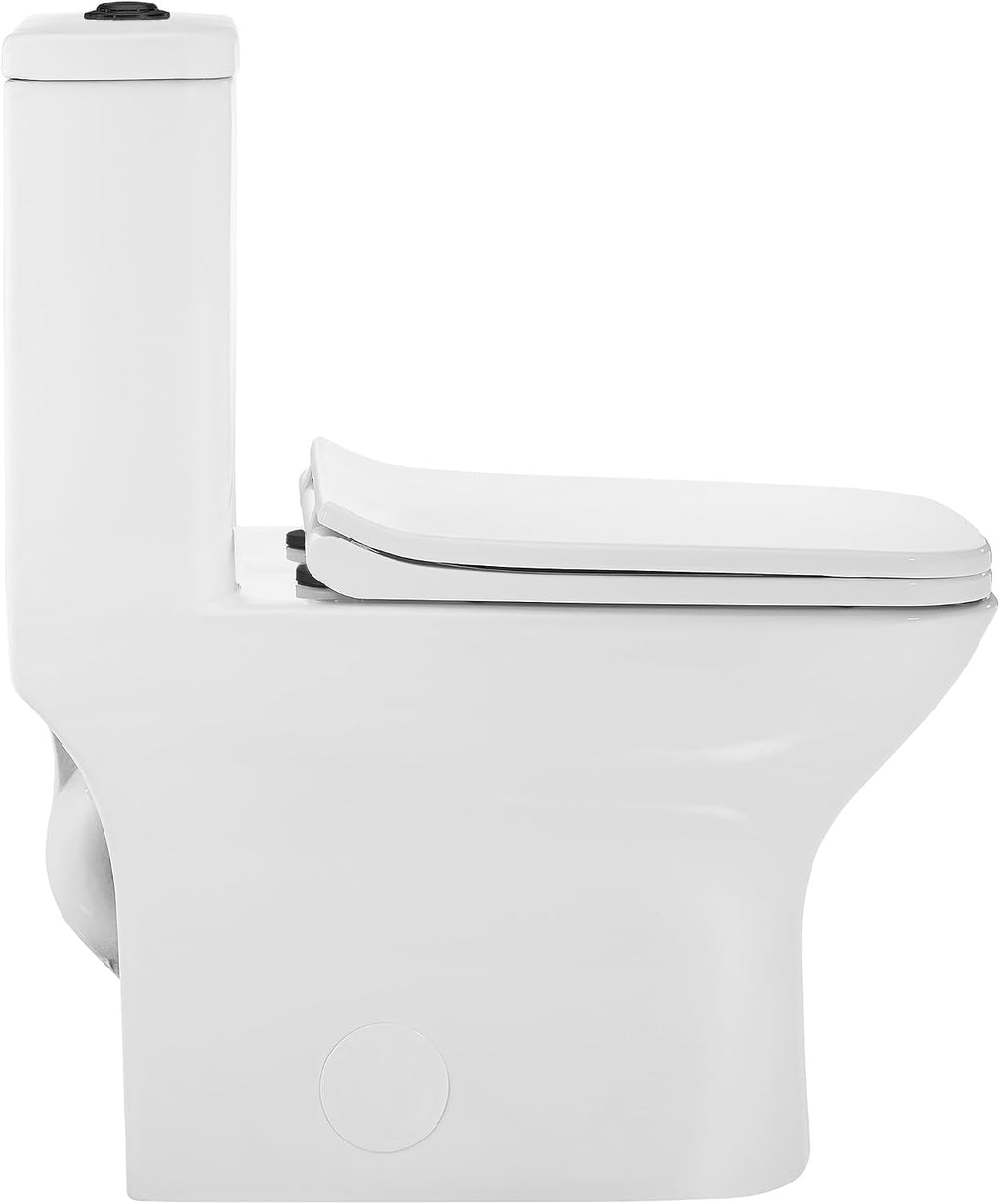 Carre One Piece Square Toilet Dual Flush, Black Hardware