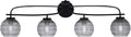 Toltec Lighting Cavella 4-Light Bath Bar – Modern Vanity Light Fixture for Bathroom – Dimmable and LED-Compatible Wall Light – Matte Black Finish, 6' Smoke Ribbed Glass