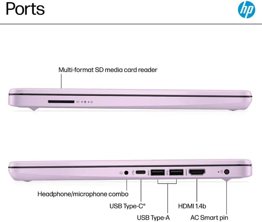 HP 14' Business Laptop Computer with Microsoft Office 365, 4-Core Intel Processor, 128GB SSD + 1TB Cloud Storage, 8GB RAM, Windows 11, SageNova Earphones, Honey Lavender