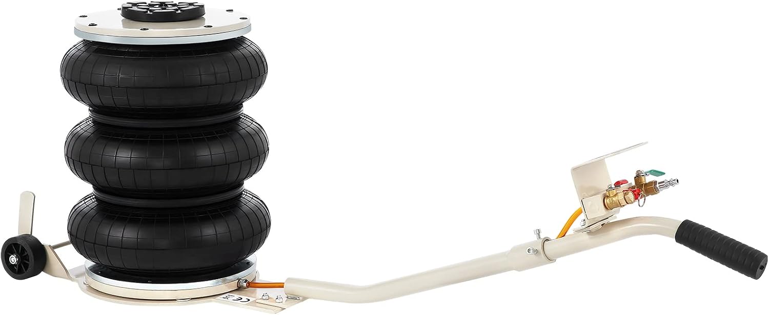 VEVOR 5 Ton/11000 lbs Triple Bag Air Jack, Air Bag Jack Lift Up to 15.75 Inch, 3-5S Fast Lifting, for Cars with Long Handle (Beige)