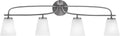 Toltec Lighting Cavella 4-Light Bath Bar – Modern Bathroom Vanity Light – Dimmable, LED-Compatible Wall Fixture – Graphite Finish, 4.5' White Muslin Glass