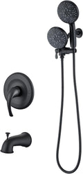 Tub Shower Faucet Set with Valve, High Pressure 3-way Water Diverter Shower Trim Kit Black