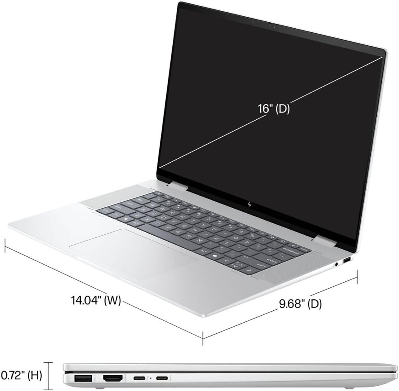 HP Envy 2-in-1 Laptop, 16' WUXGA IPS Wide Ultra Touchscreen Display, Intel Core Ultra 5 125U (Up to 4.3GHz), 16GB DDR5, 512GB PCIe SSD, TB 4, WiFi 6E, Bluetooth, Webcam, PDG HDMI Cable, Win 11 Pro