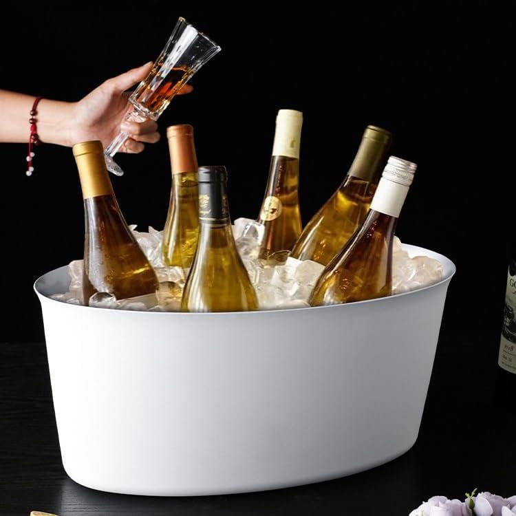 Ice Bucket Ice Bucket for Freezer Stainless Steel Ice Wine Bucket, Bar Champagne Basin Large Ice Bucket, Beer and Red Wine Ice Bucket Ice Buckets Party Cooler Drink Cooler(C)