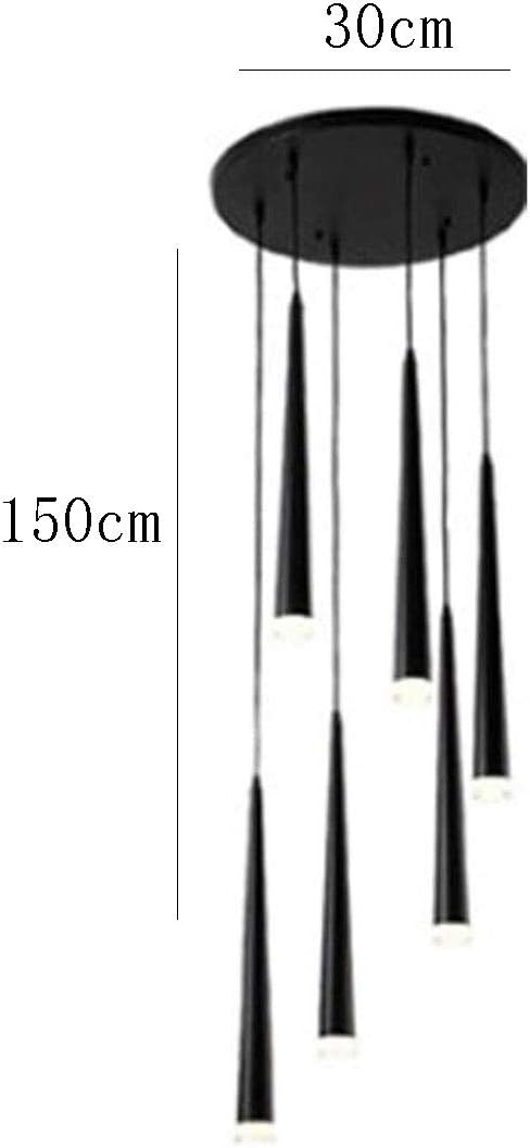 LED Modern Spiral Ceiling Light,Fixture Wrought Iron s,Flush Mount During Lighting,Long Barrel Conical,for Dining Room Bathroom Bedroom Living Room,Rotate The -Black Warm Light 6