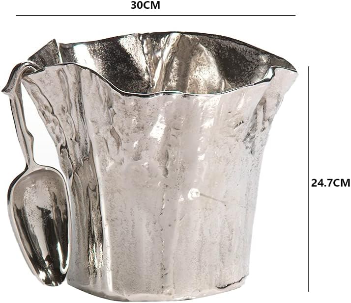 Bucket for Wine Ice Bucket Ruffled Cast Aluminum Champagne Bucket Thick Ice Bucket with Ice Scoop Simple Beer Bucket for Bar Ktv Insulated ice Bucket