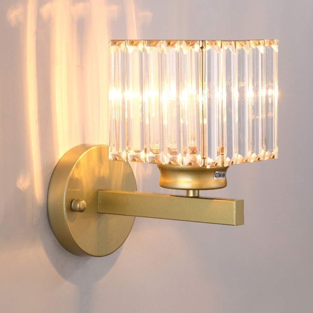 Bathroom Side Wall Light Fixtures Square Black Crystal Wall Lighting Antiqued Mid Century Modern Wall Sconce Bedside Wall Mount Lamp for Bedroom Living Room Hallway Entry Farmhouse/K