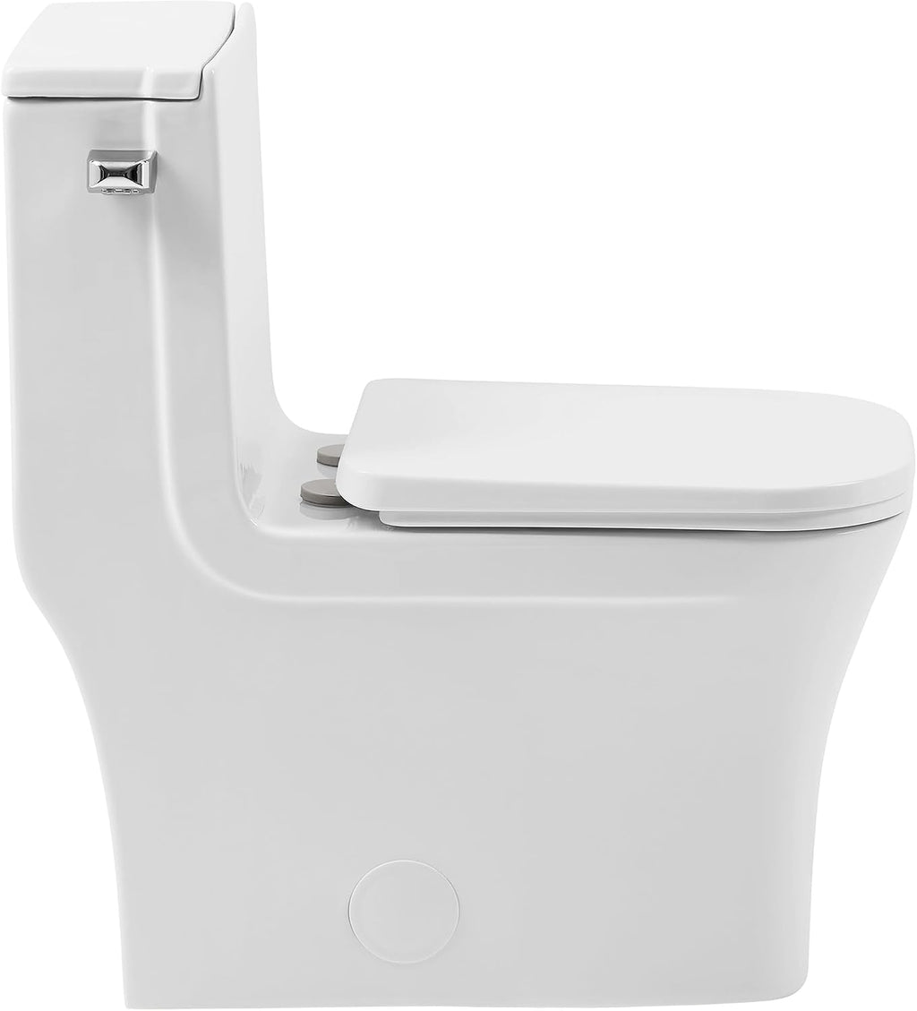 Swiss Madison Concorde One-Piece 14' Rough-in 1.28 GPF Left-Hand Flush Square Toilet in Glossy White