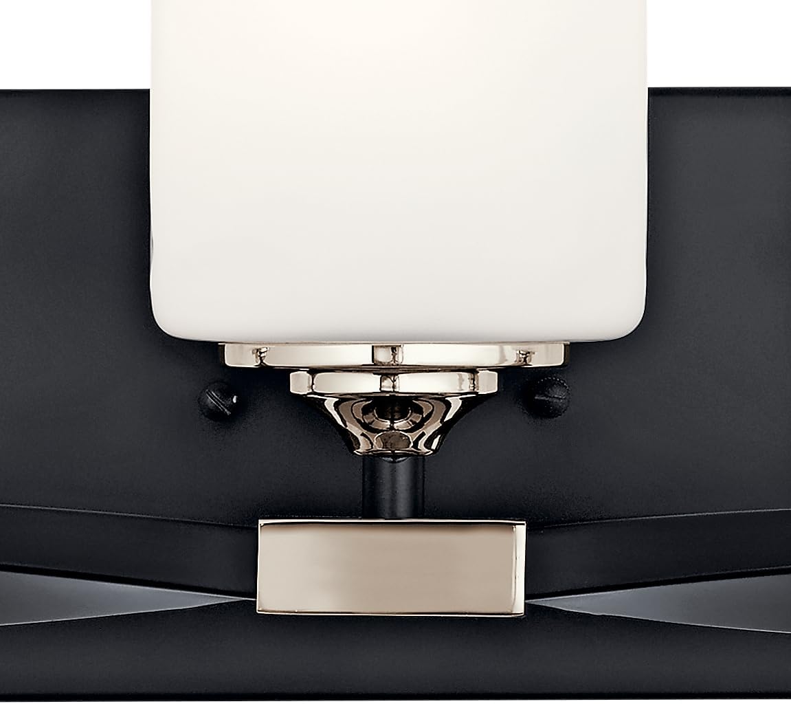 Kichler Marette 22.75' Vanity Light in Black, 3-Light Modern Bathroom Light with Satin Etched Cased Opal Glass, (22.75' W x 8' H), 55002BK