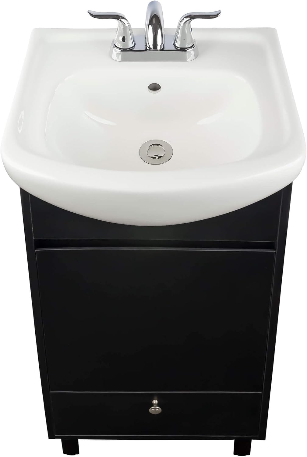 Fine Fixtures Petite 18 Inch Bathroom Vanity with Sink, Small Freestanding Bathroom Cabinet, Space-Saving Vanity Sink Combo Design, Dual Storage, Satin Black
