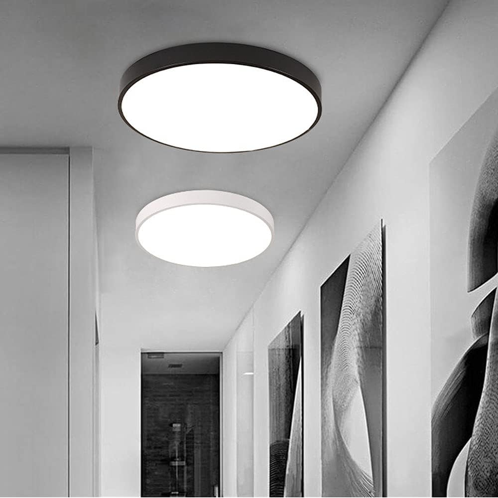 Ceiling Pendant Light , Bathroom Black Flush Ceiling Lights Minimalist Chandeliers Ceiling Light Wrought Iron Creative Circle Ceiling Lamp Slim Flat Ceiling Lights Fixture for Closets Bedroom Stairwel