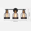 E26 3 Heads Wrought Iron Wall Lights Industrial Lighting, Bathroom Indoor Cage Light Fixture, Metal Shade with Black FinishApply to Living Room Restaurant Cafe Corridor