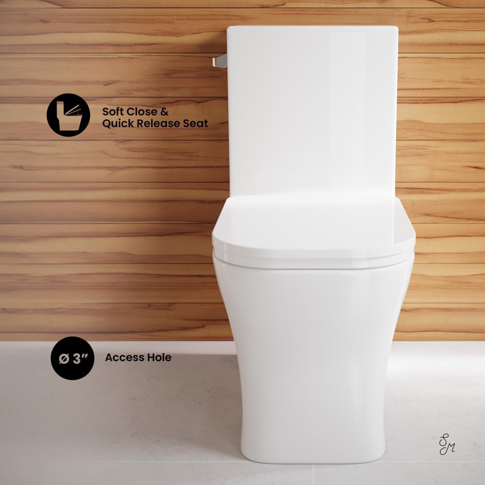 Swiss Madison Concorde One-Piece 14' Rough-in 1.28 GPF Left-Hand Flush Square Toilet in Glossy White