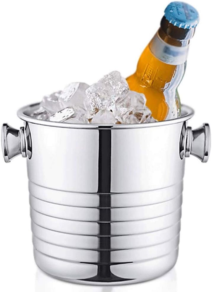 ice bucket, Ice bucket Iced Stainless Steel Thickening Bar Champagne Bucket Ice Cube Barrel Beer Ice Bucket Red Wine Ice Bucket