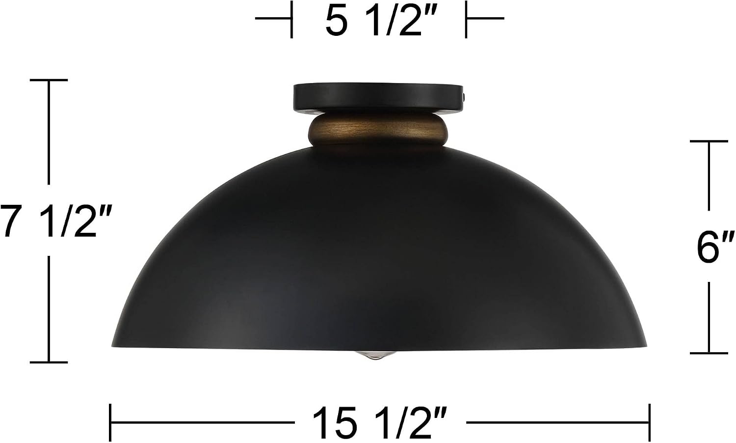 Possini Euro Design Janie Modern Industrial Semi Flush-Mount Fixture 15 1/2' Wide Black Exterior Gold Interior Dome Shade for Bedroom Kitchen Living Room Hallway Bathroom House Home