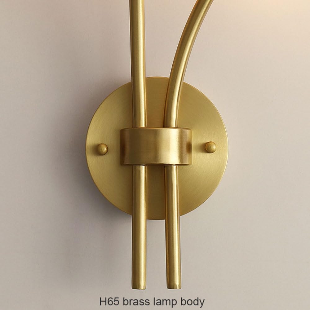 Elegant Brass Wall Light Fixture French Flower Glass Wall Sconce Luxurious Brushed Brass Bathroom Vanity Lighting, 2-Light Floral Home Decor Lights Fixture for