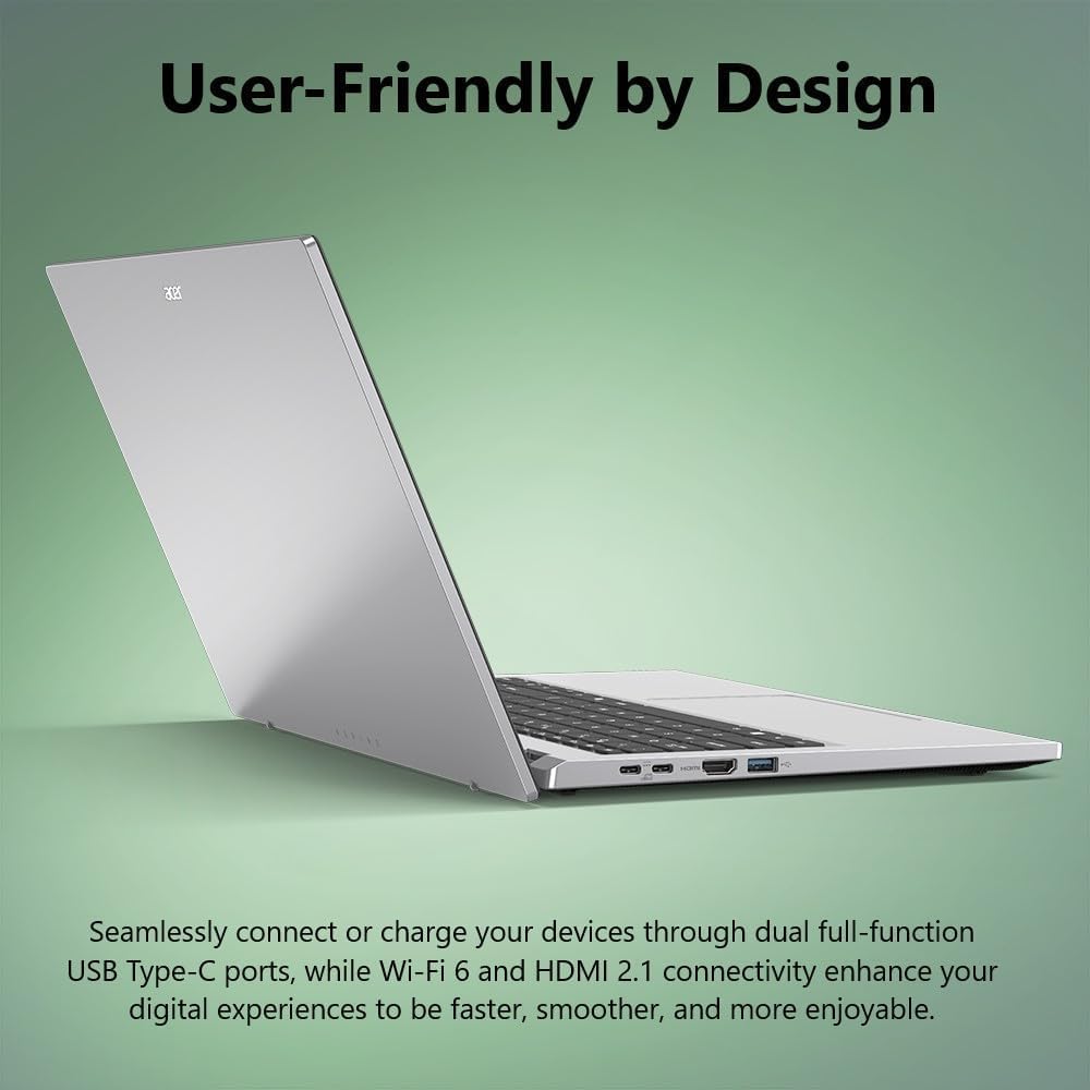 Acer Aspire Slim Laptop | 15.6'' Full HD Display | Powerful 8-Core Intel Core 3 N355 | 8GB RAM | 128GB SSD | Copilot AI Ready | Microsoft Office on the Web | HDMI | Wi-Fi 6 | Windows 11 | No Mouse |