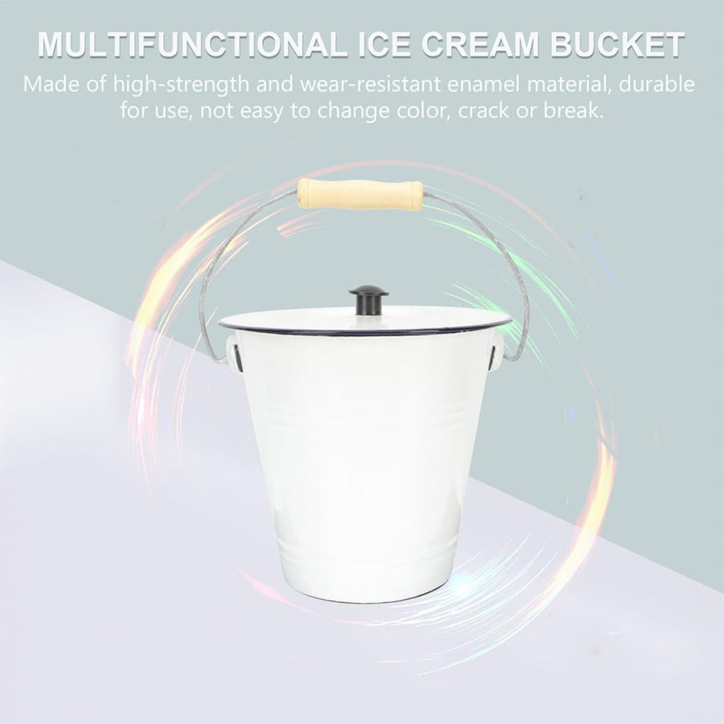 Luxshiny Enamel Milk Bucket Lid Multiuse Utility Pail for Liquid Storage Thickened Container for Milk Water and More for Household and Party Use Capacity