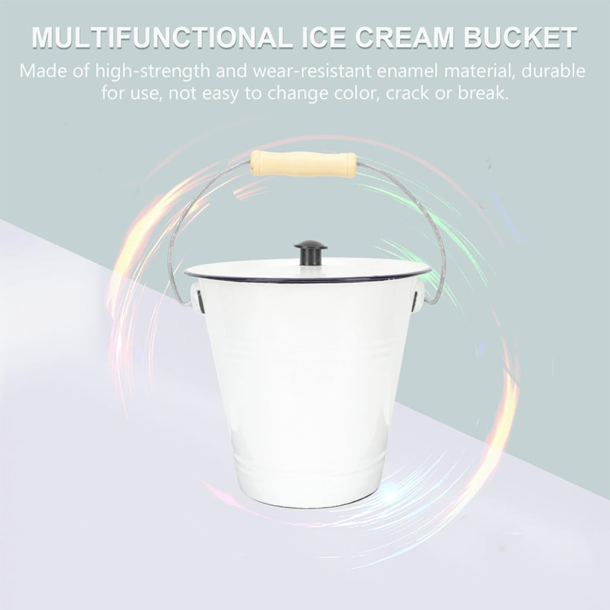 Luxshiny Enamel Milk Bucket Lid Multiuse Utility Pail for Liquid Storage Thickened Container for Milk Water and More for Household and Party Use Capacity