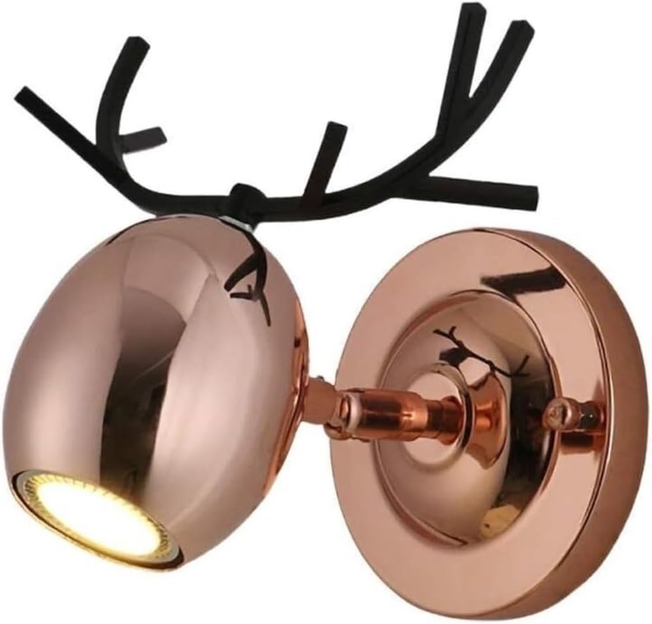 Sconce Wall Lighting Wrought Iron Wall Lamp Nordic Creative Antlers Wall Light Bedroom Wall Sconce for Living Room Bedside Dining Room Bathroom Light Fixtures(Rose Gold)