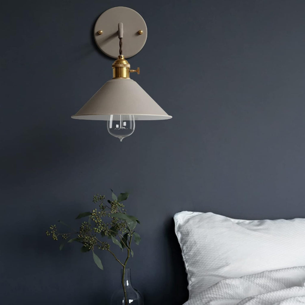Nordic Wall Sconce Lamps, E26 Edison Copper Wall Mounted Lighting, Macaron Wall Lamp Fixture, Bedside & Bathroom Vanity Lights, Frosted Paint Body Wall Spotlights